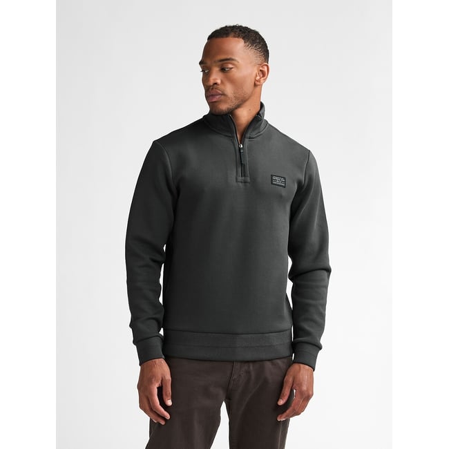 Sweat col montant zippé vert foncé <span itemprop=