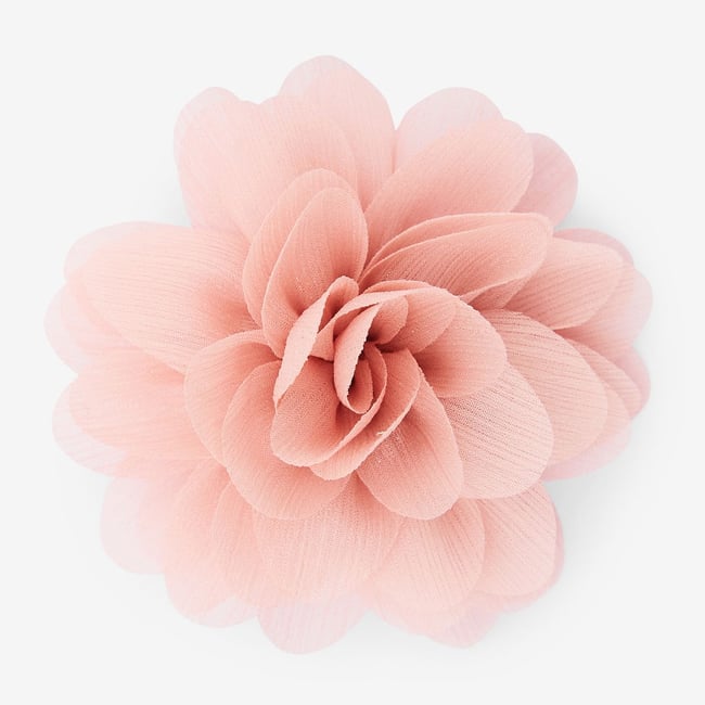 Broche fleur rose en tissu et fil textile rose <span itemprop=