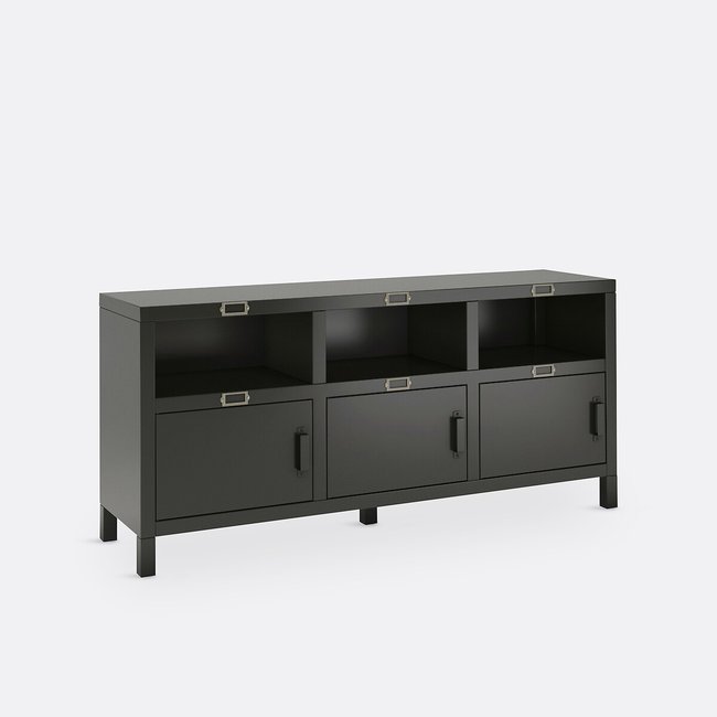Sideboard Hiba mit 3 Türen, Stahl schwarz <span itemprop=