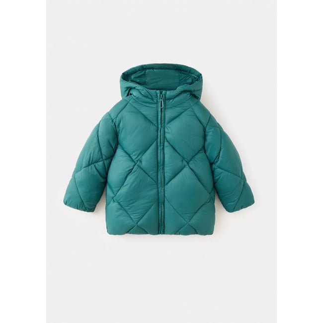 Anorak matelassé à capuche vert forêt <span itemprop=