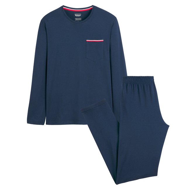 Crew Neck Pyjamas, Made in France, navy blue, EMINENCE