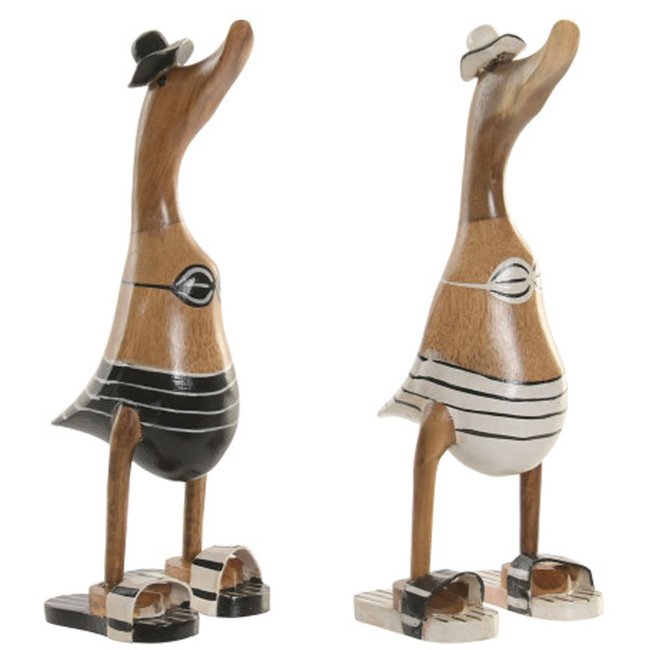 Set de 2 statuettes déco canards en bambou 16x13x35cm Couleur multicolore <span itemprop=