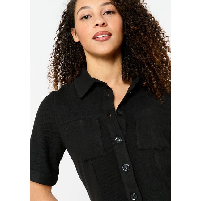 Robe-chemise avec boutons noir <span itemprop=