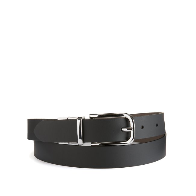 Reversible Slim Leather Belt, black + grey, LEVI'S