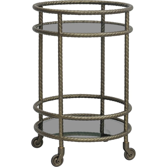 Desserte bar ronde en laiton fait main Couleur laiton antique <span itemprop=