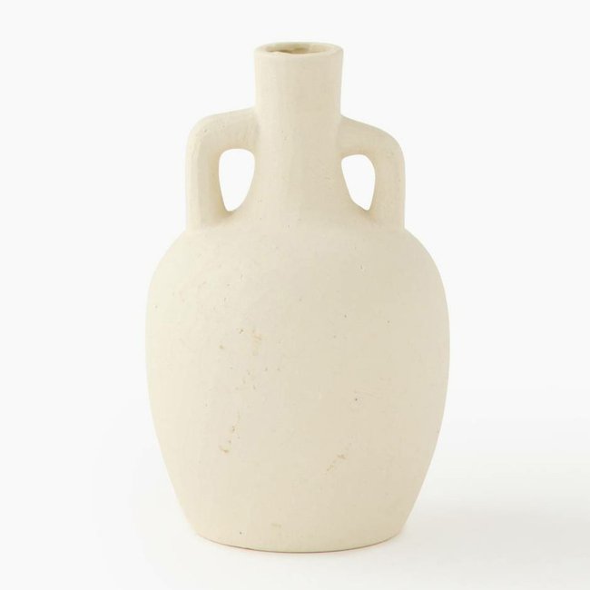Vase bec anses, 10,5xH16,8cm, en céramique Couleur cremeux <span itemprop=