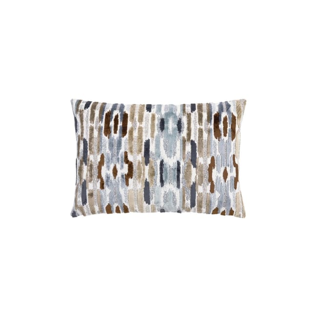 Coussin hugo en velours coupé style abstrait gris <span itemprop=