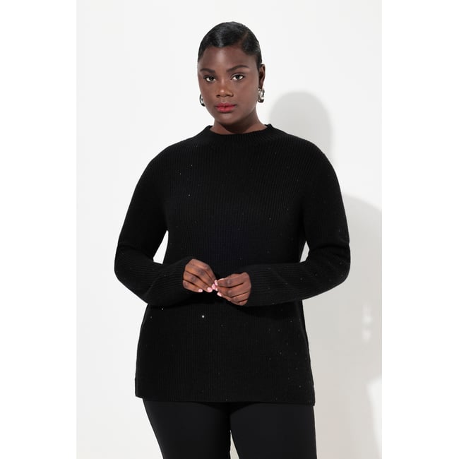 Pull en laine mélangée noir <span itemprop=