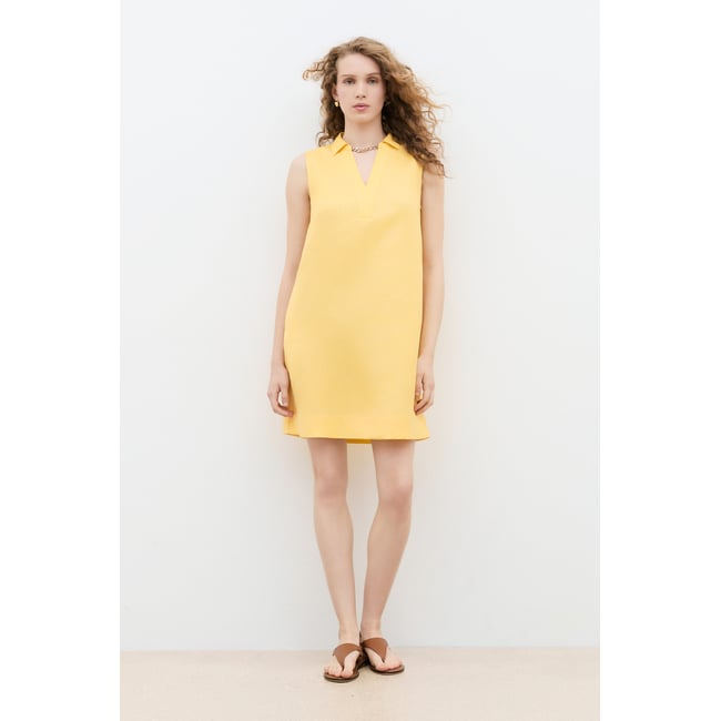 Robe droite col chemise lin ROBE RVANINO jaune <span itemprop=