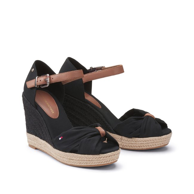 Sandalias con tacón de cuña negro <span itemprop=