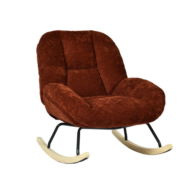 Fauteuil à bascule rocking chair en tissu chenille style scandinave, LITHOPS - MEUBLES COSY