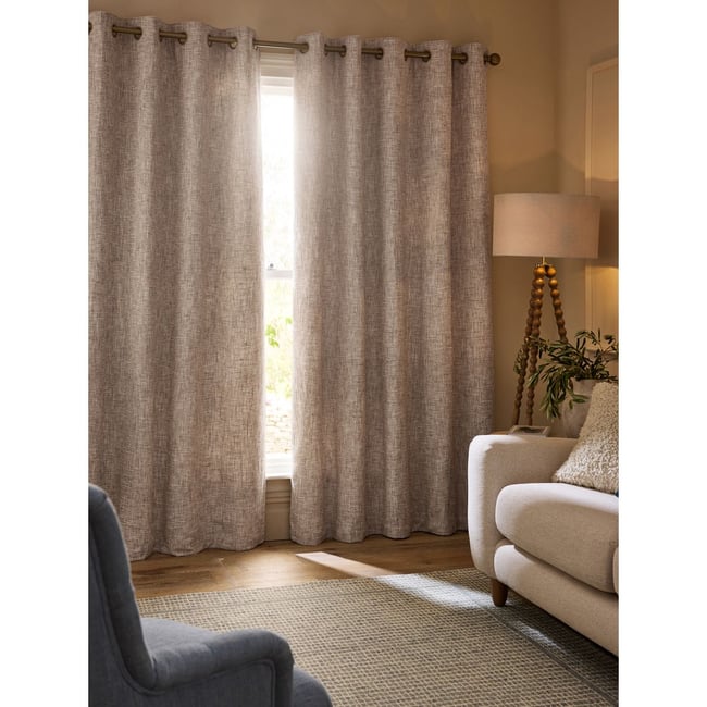 Rideaux texturés effet accordéon à œillets naturel <span itemprop=