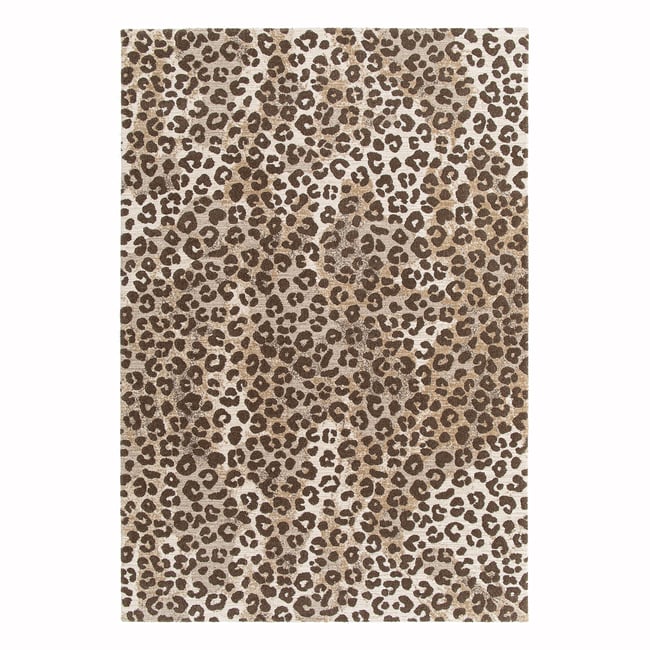 Tapis doux au design léopard KAROO Couleur beige sable <span itemprop=