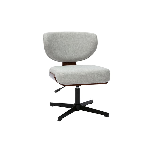 Chaise de bureau en tissu effet velours texturé gris et bois foncé noyer HANZ - MILIBOO