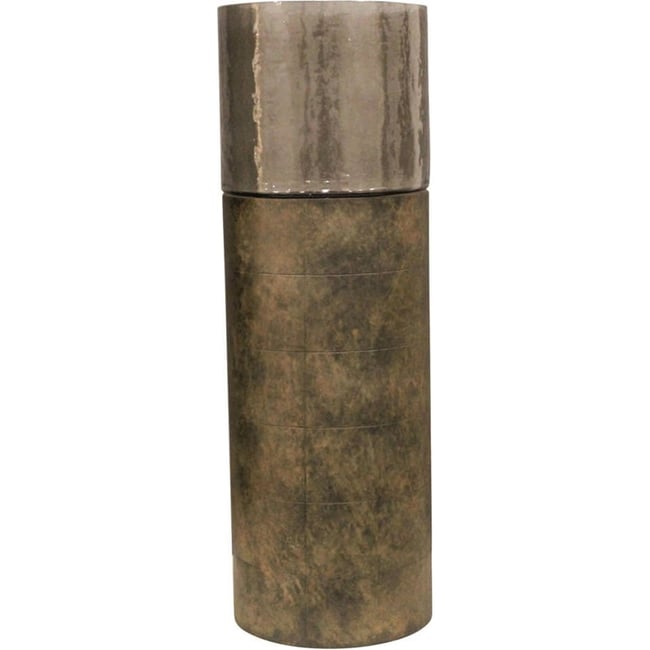 Photophore ouragan en fer et verre Couleur or vieilli et verre fumé <span itemprop=