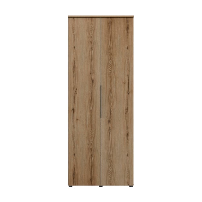 Armoire 2 portes  avec penderie et étagères Couleur marron <span itemprop=
