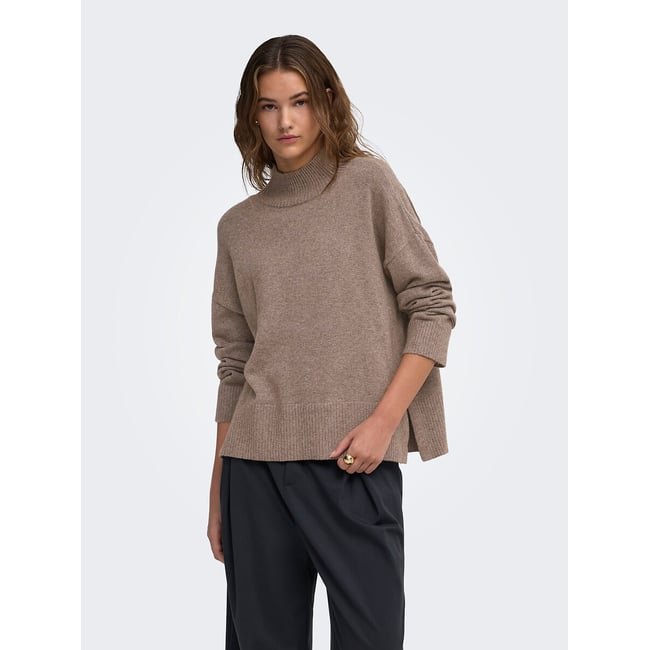 Jersey de cuello alto beige               <span itemprop=