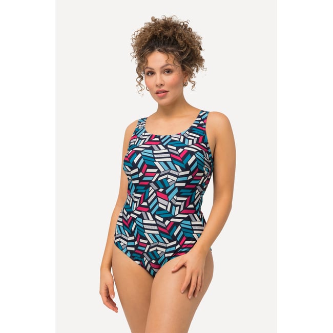 Maillot de bain à décolleté rond et imprimé marine <span itemprop=