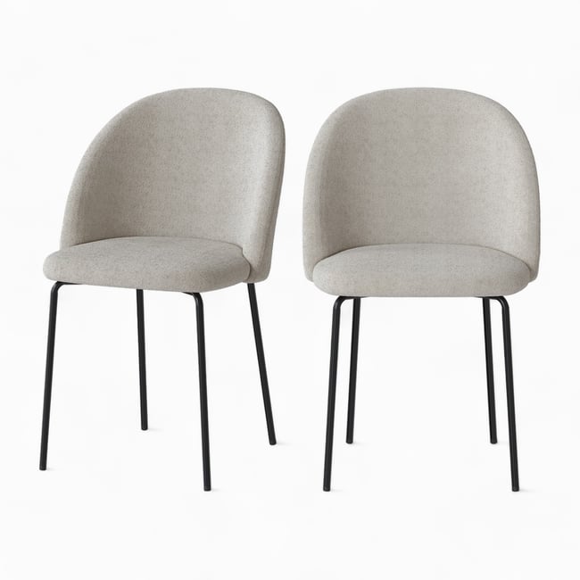 Lot de 2 chaises en tissu bouclette - KARL - MAISON PAVANE