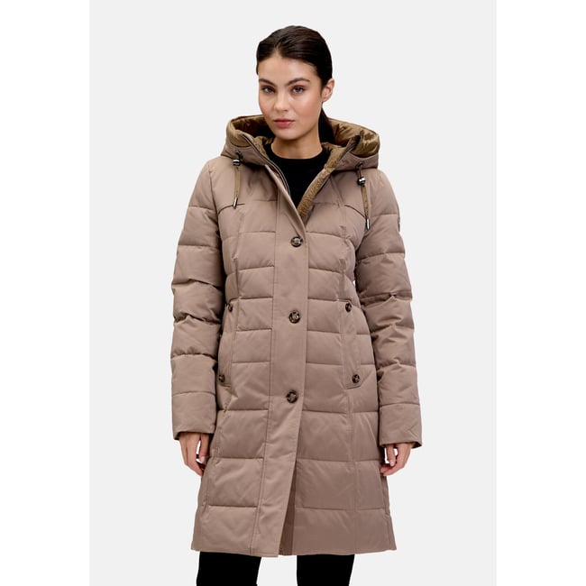 Veste matelassée à capuche marron <span itemprop=