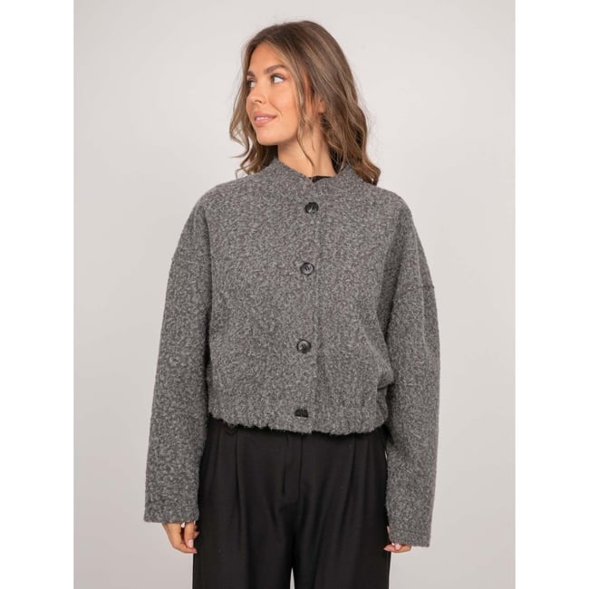 Blouson Court En Maille Poil Long Boutonné Uvina - DONA LISA