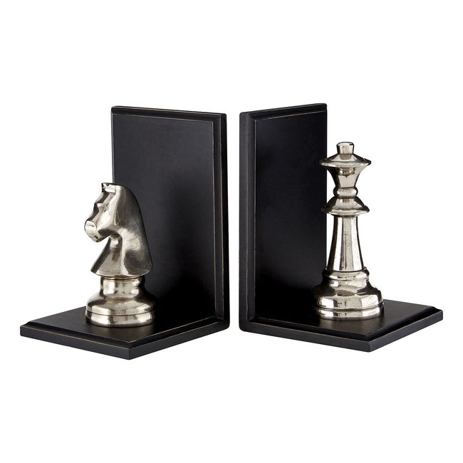 Small Chess Bookends - Set of 2, silver, SO'HOME