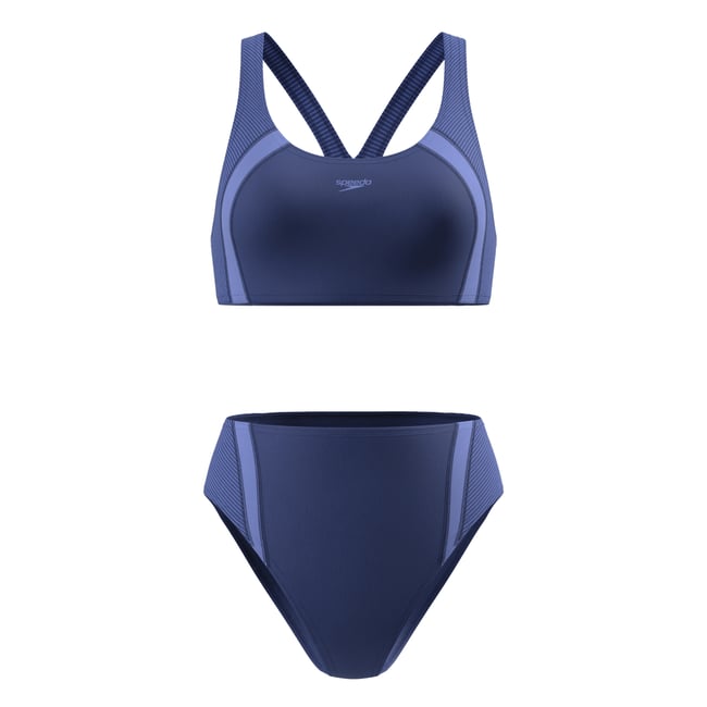 Maillot de bain 2 pièces motif/style à rayures QUANTUM SPLICE bleu <span itemprop=