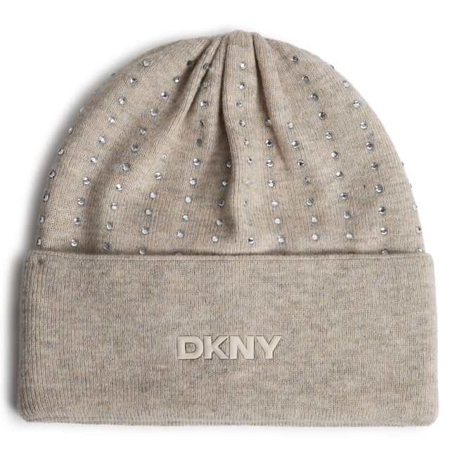 Bonnet en tricot beige chine <span itemprop=