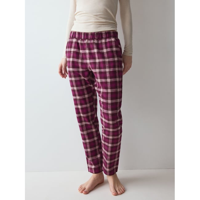 Pyjama coton, top manches longues et pantalon imprimé imprimé rose <span itemprop=