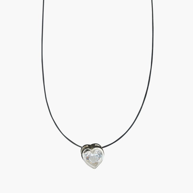 Collier à pendentif cœur de zircon - argent garanti 925 argenté <span itemprop=