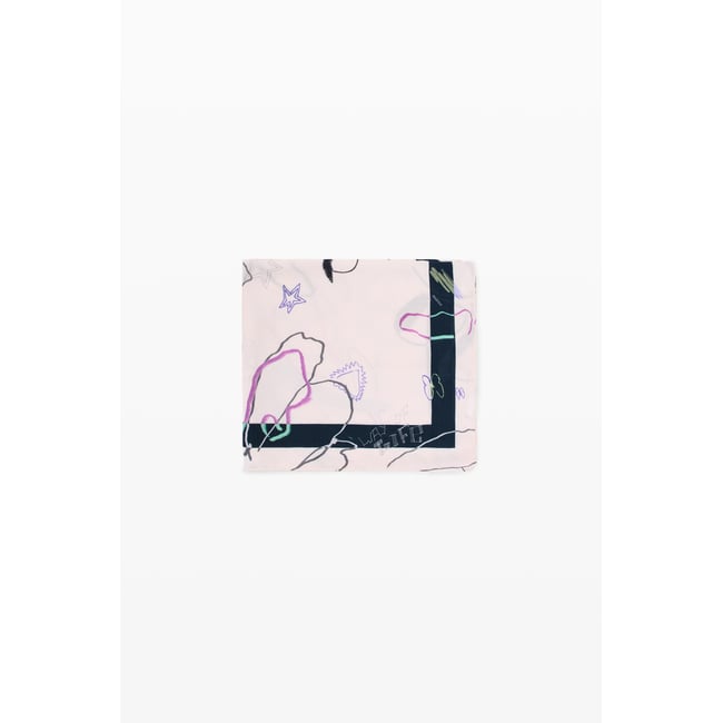 Foulard imprimé fleurs beige <span itemprop=