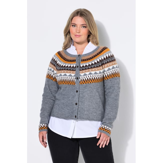 Cardigan norvégien, coupe Slim Fit gris chiné <span itemprop=