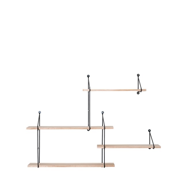Etagère murale en bois et métal- HARLEM Couleur bois clair <span itemprop=