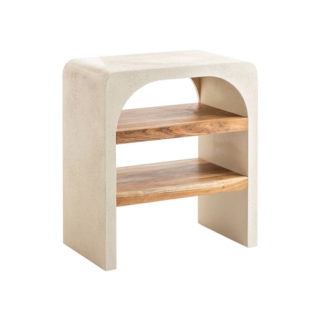 Console en bois effet béton DALVA Couleur blanc <span itemprop=
