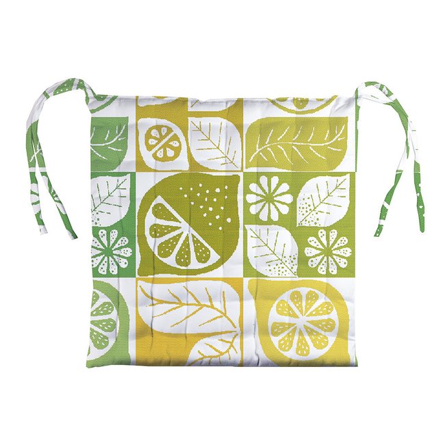 Galette de chaise pur coton enduit MILLE CITRUS fresh <span itemprop=