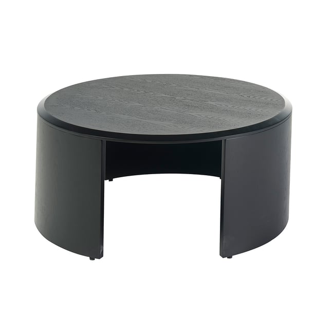 Table basse design ronde en bois foncé noyer D80 cm ZAHRA - MILIBOO