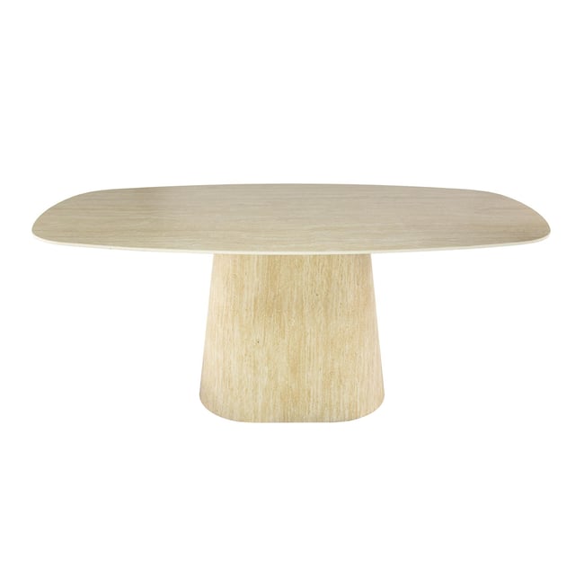 Table à manger céramique 3D design ovale moderne 180 cm COLISEE Couleur beige <span itemprop=