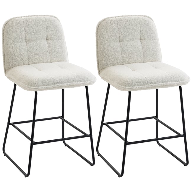 Tabouret de bar Tissu bouclette (100% Couleur crème <span itemprop=