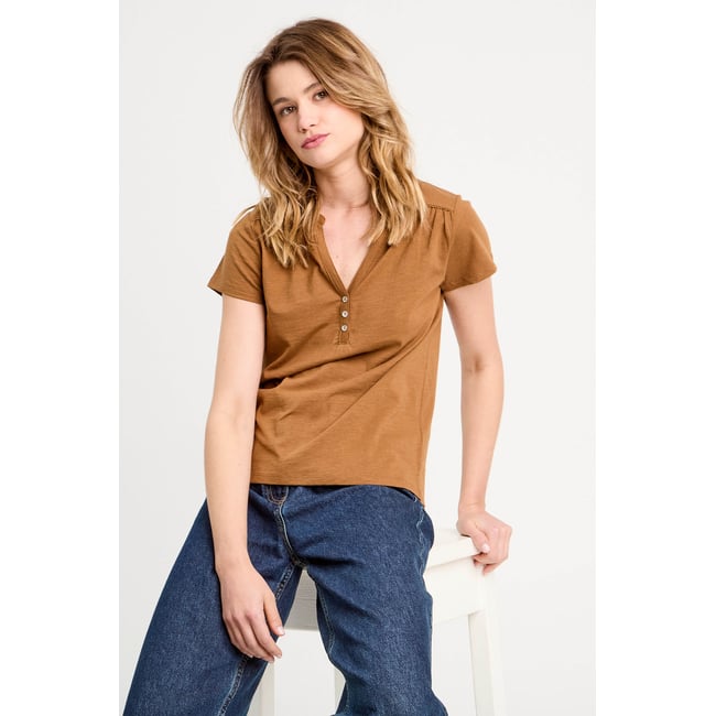 T-shirt manches courtes marron <span itemprop=