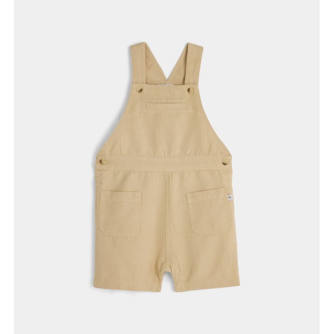 Salopette Courte Bambi Bis En Coton Bio Et Lin beige <span itemprop=