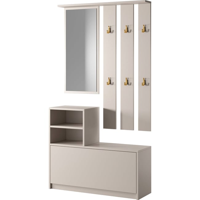 Vestiaire d'entrée avec miroir YESFIR Couleur cachemire <span itemprop=