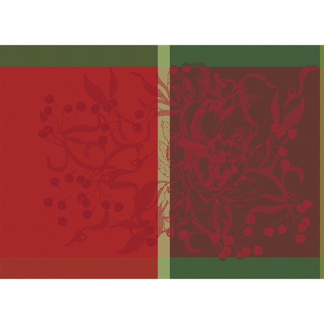 Set pur coton antitache NOEL FRUITE rouge <span itemprop=