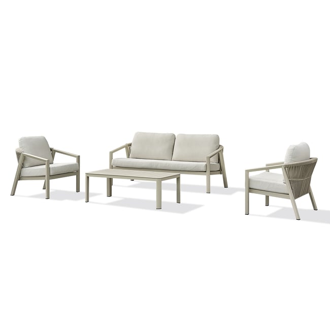 Salon de jardin bas 5 places KELIA grège <span itemprop=
