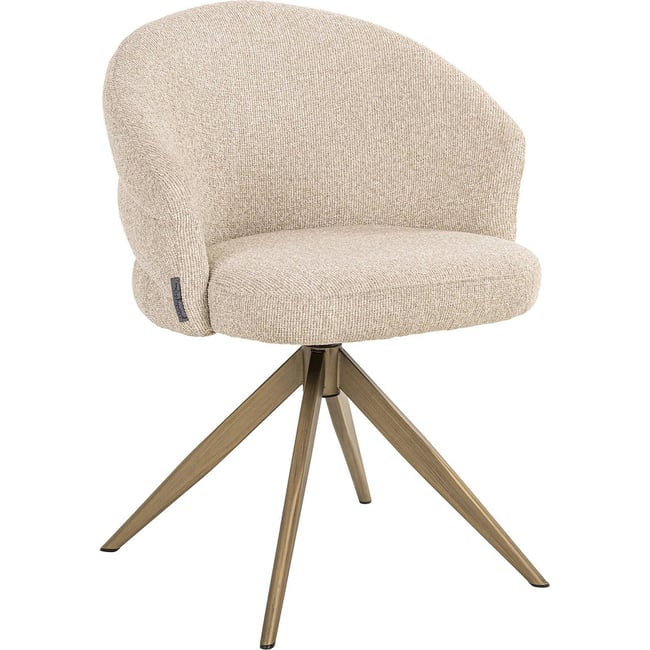 Chaise pivotante, Pieds métal doré Couleur biscotti clair finition or brossé <span itemprop=