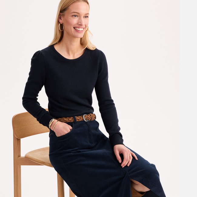 Crew Neck Jumper in Very Soft Feel Fine Knit - ANNE WEYBURN