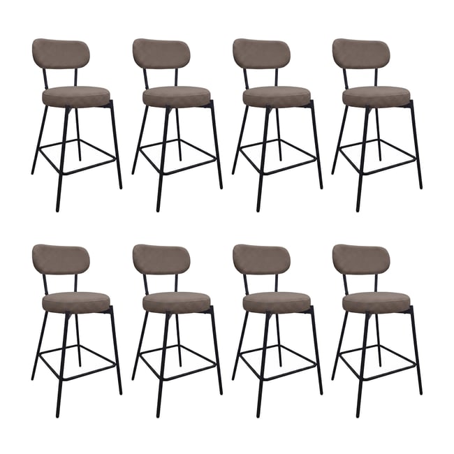 Chaises CELESTE îlot bar métal tissu velours côtelé H65cm Couleur blanc et noir <span itemprop=