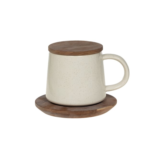 Mug avec sous tasses et couvercle Cassia 35 cl - CASSIA Couleur blanc <span itemprop=