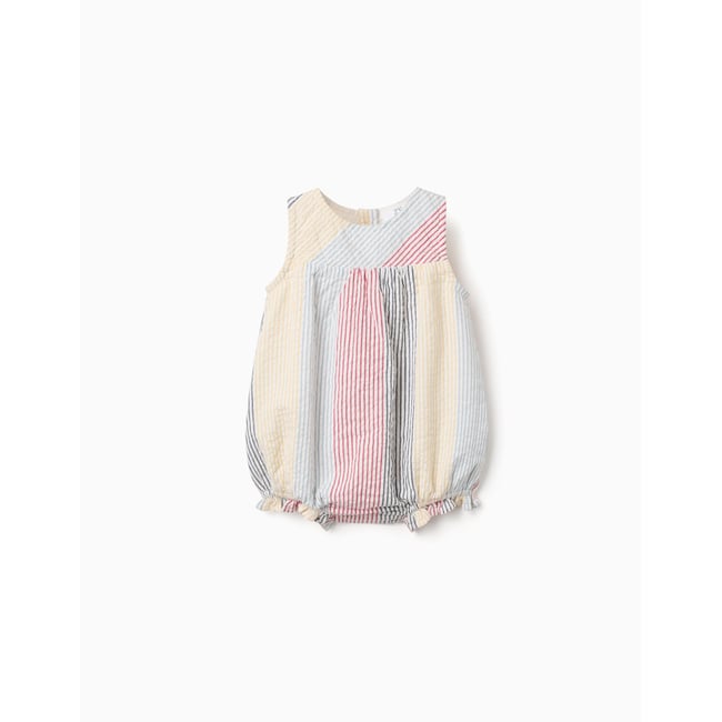Barboteuse en coton à rayures You&Me rouge <span itemprop=