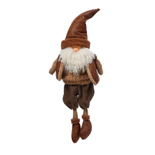 Figurine père noël à asseoir décorative artificielle H71 CLAUS Couleur marron <span itemprop=