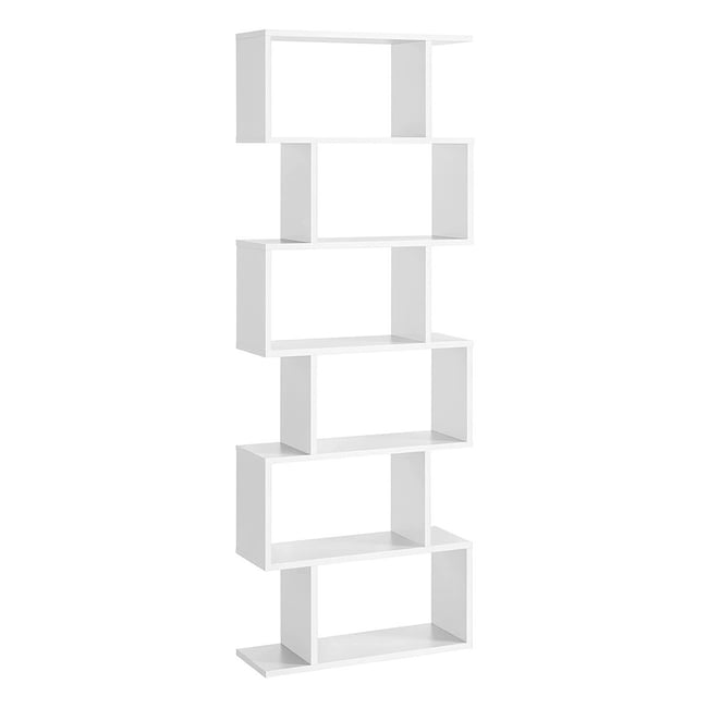 Bibliothèque blanche à 6 niveaux - L70 x H190,5 cm Couleur blanc <span itemprop=